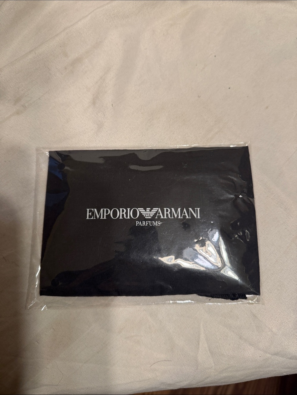 Emporio Armani Black Passport Holder with White Logo